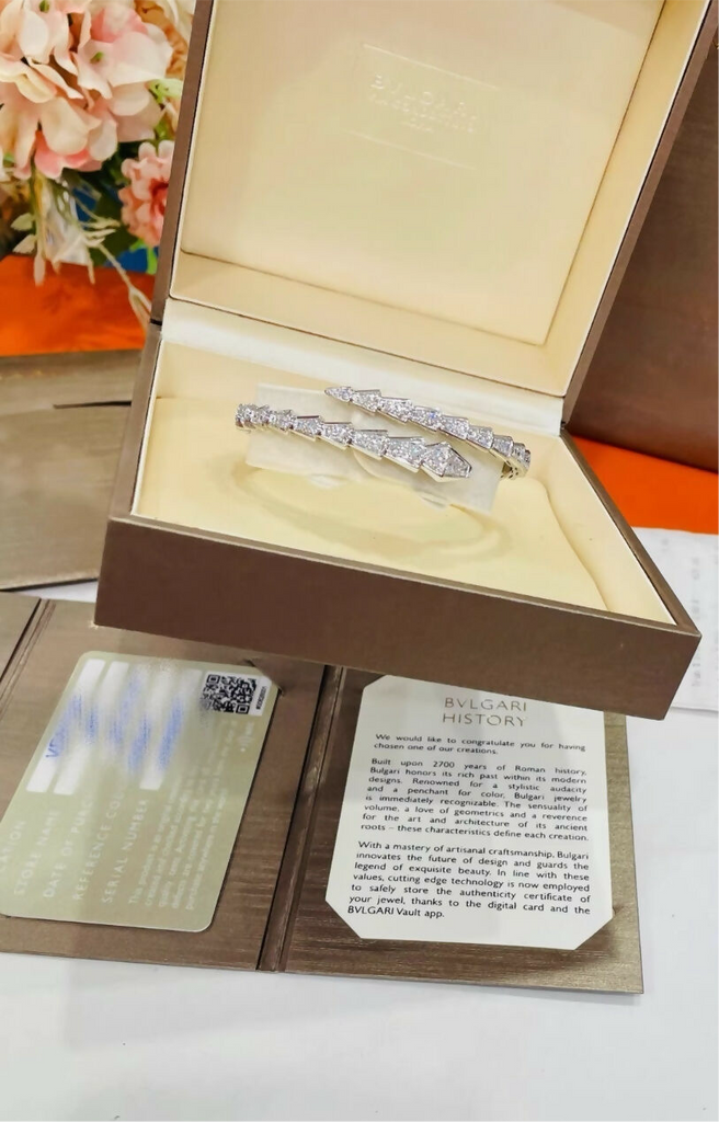 Bvlgari AU750 platinum full diamond snake bracelet