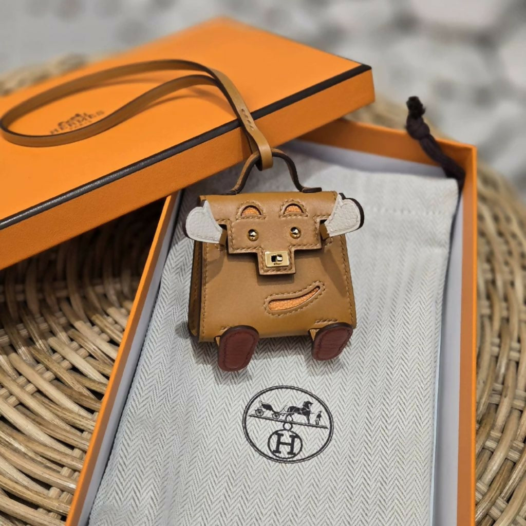Hermès Kelly Doll Bag Charm Tadelakt / Chevre Mysore Sable Naturel / Nata / Brique / Orange