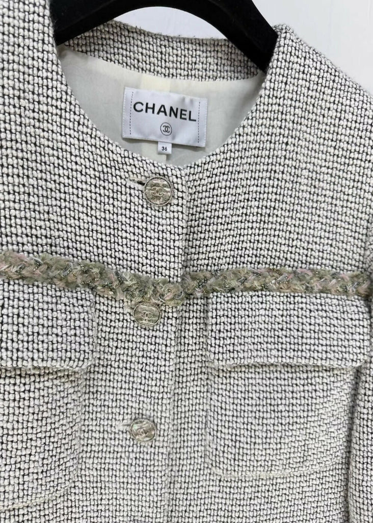 Chanel 24B gray tweed jacket