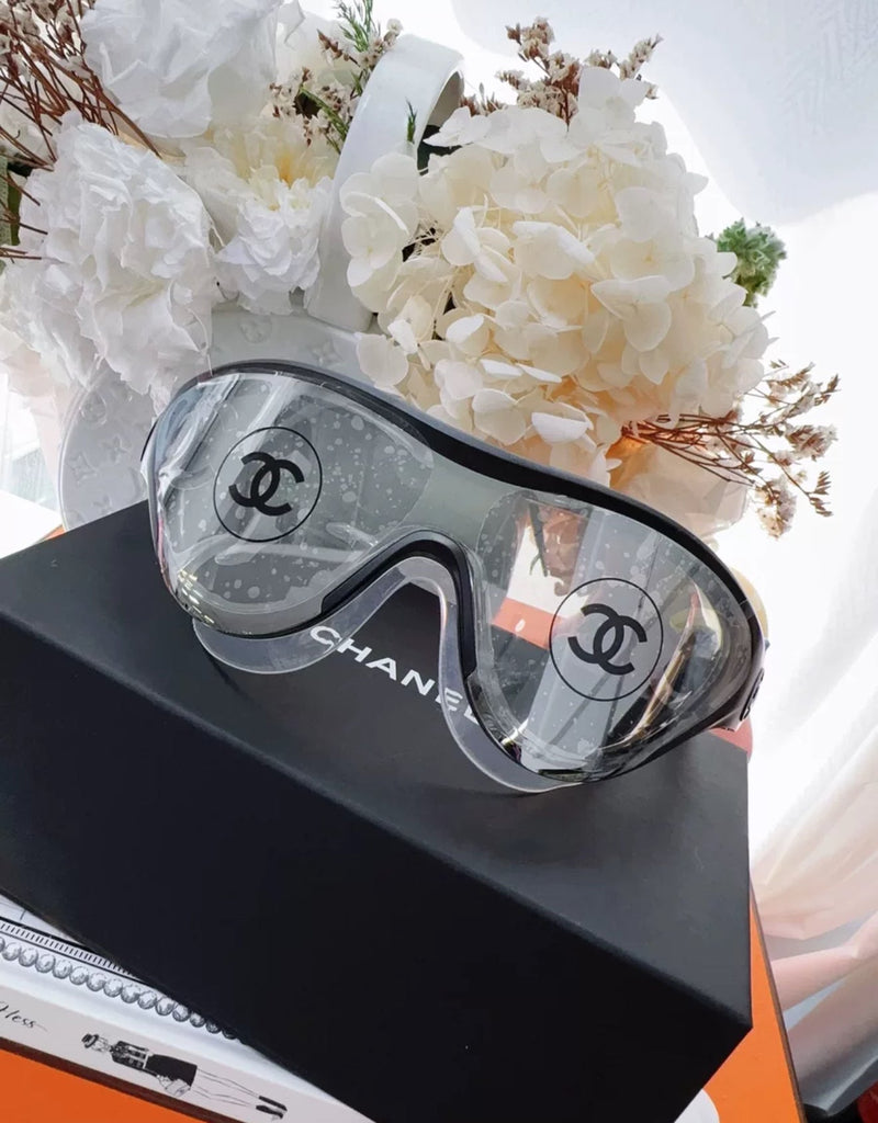 Chanel 24S swimming suit Glasses + black swimming cap + white swimming cap