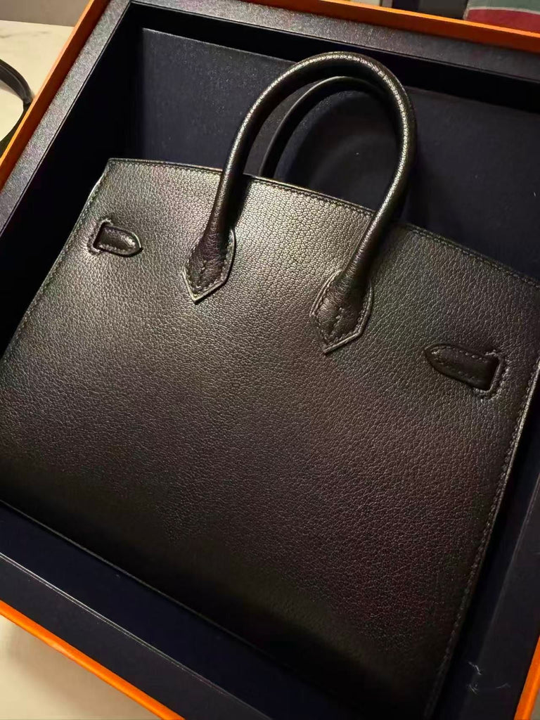 HERMÈS BIRKIN 20 FAUBOURG DISCO VEAU BOX NOIR PALLADIUM HARDWARE