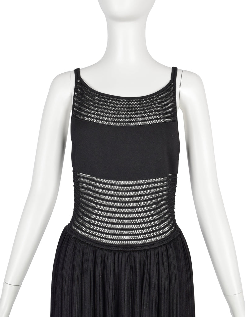 Azzedine Alaia SS 2013 Black Net Paneled Fit & Flare Mini Dress