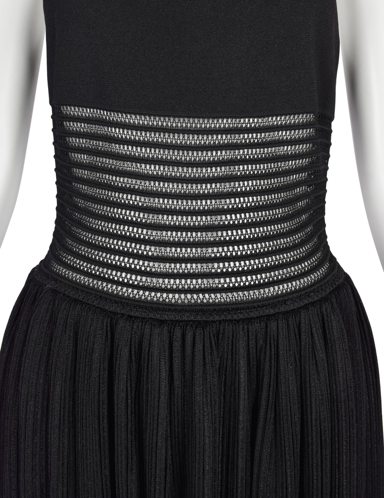 Azzedine Alaia SS 2013 Black Net Paneled Fit & Flare Mini Dress