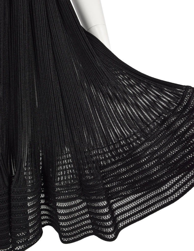 Azzedine Alaia SS 2013 Black Net Paneled Fit & Flare Mini Dress