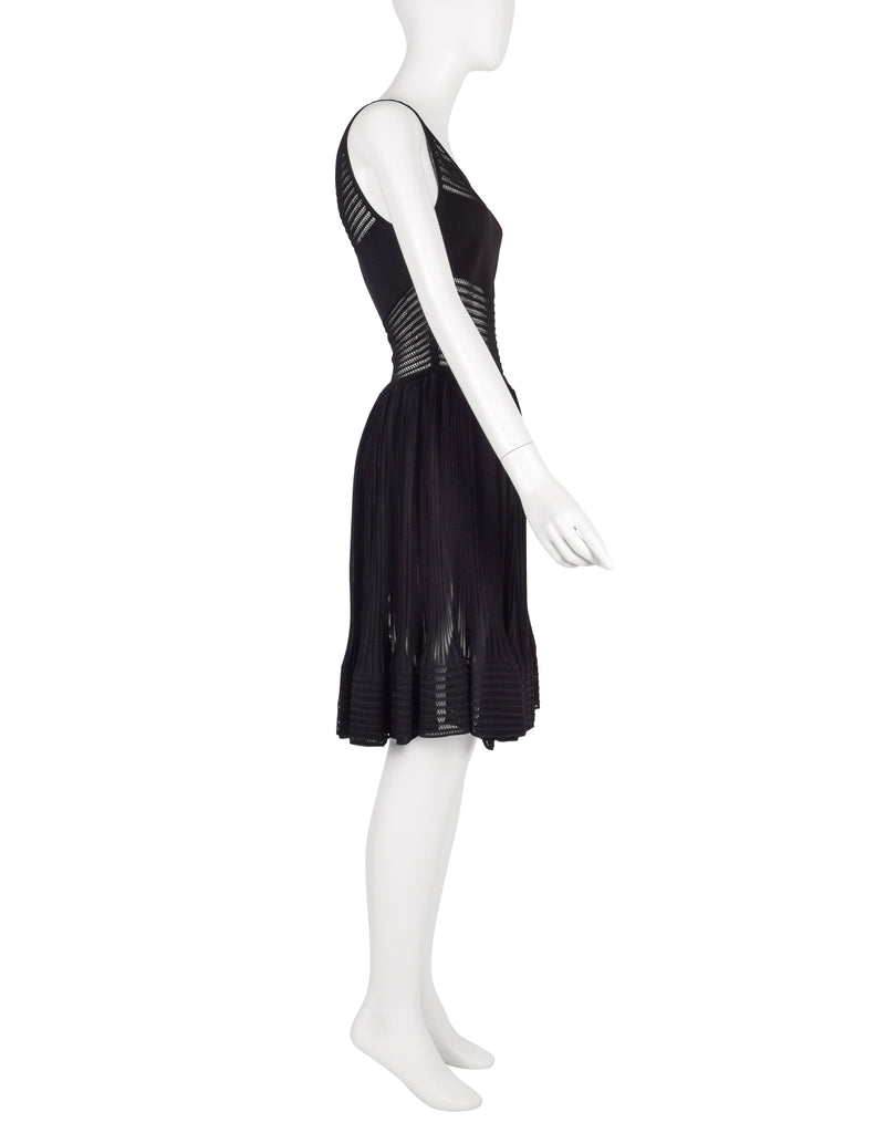 Azzedine Alaia SS 2013 Black Net Paneled Fit & Flare Mini Dress