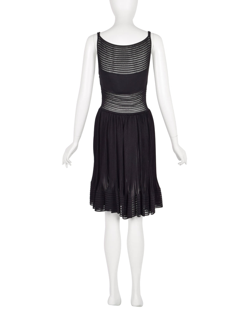 Azzedine Alaia SS 2013 Black Net Paneled Fit & Flare Mini Dress