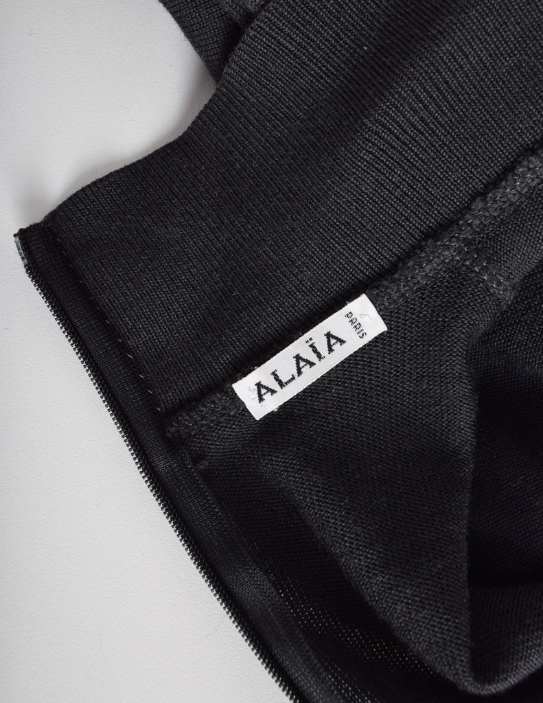 Azzedine Alaia Vintage 1980s Deep Grey Knit Wool Bodysuit