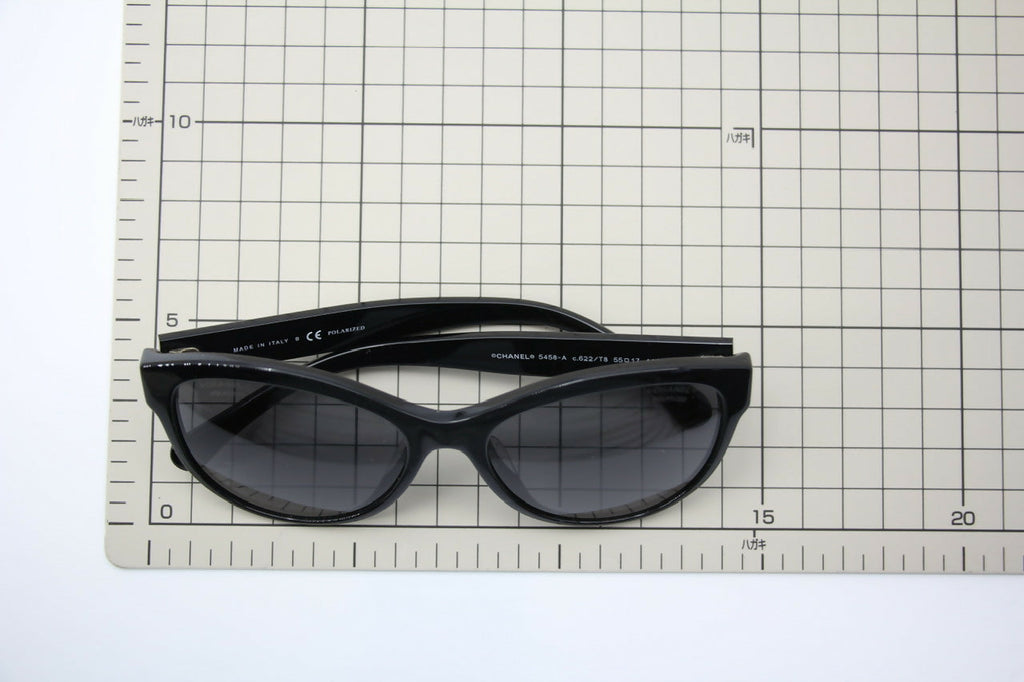 Chanel 2021 Resin Black with Gold-Tone Lettering Sunglasses
