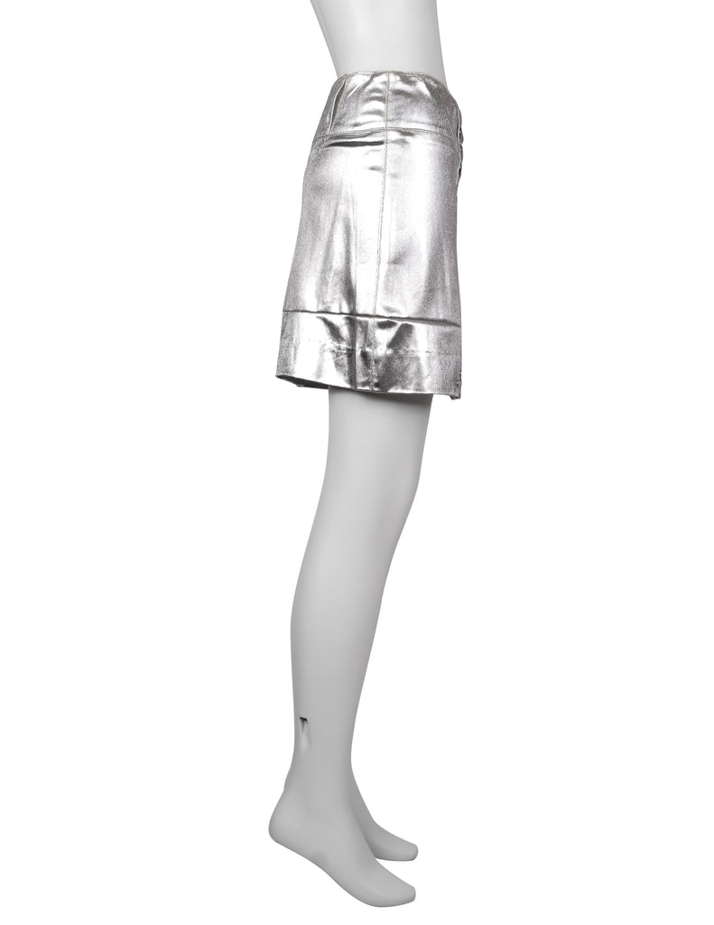 Paraphernalia by Betsey Johnson Vintage 1960s Studded Metallic Silver Mod Mini Skirt