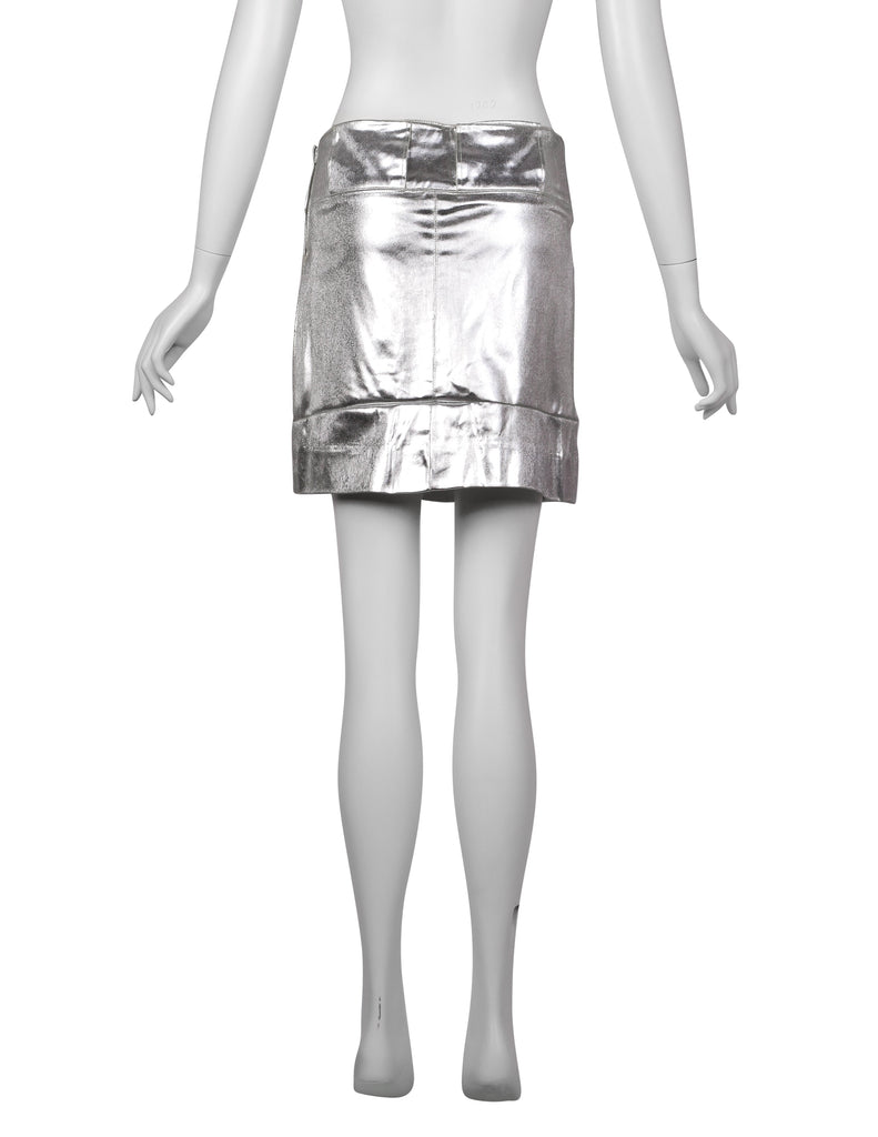Paraphernalia by Betsey Johnson Vintage 1960s Studded Metallic Silver Mod Mini Skirt
