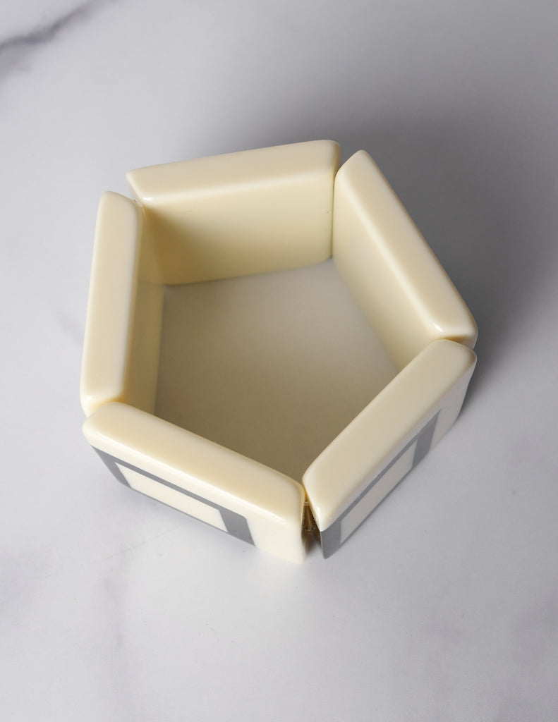 Vintage 1980s Off-White and Black Geometric Resin Bracelet