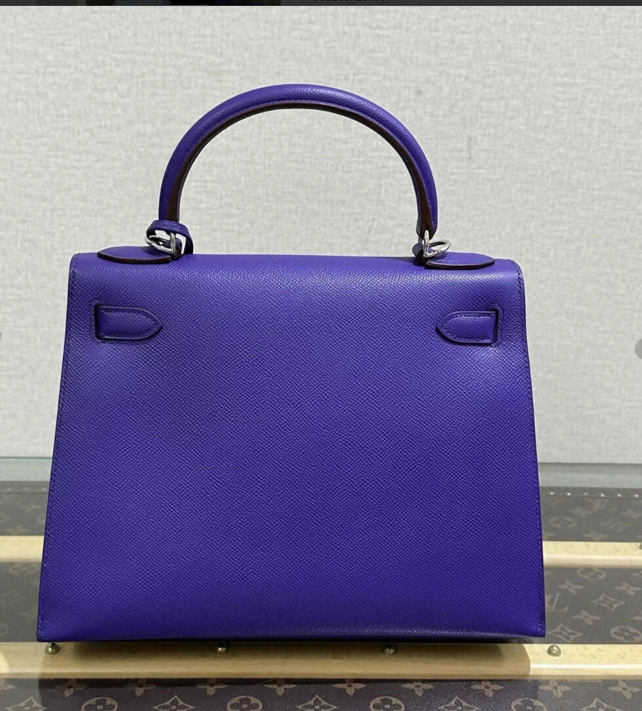 Hermès Kelly 28 Iris Purple Epsom leather palladium hardware