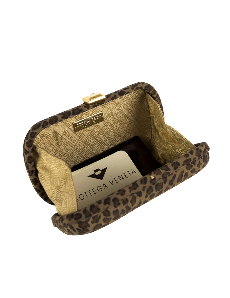 Bottega Veneta Vintage 1990s Leopard Print Nylon Box Clutch Bag