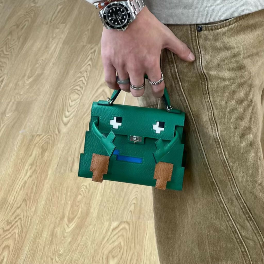 HERMÈS Kelly Doll Picto Vert Vertigo Epsom Leather Palladium hardware