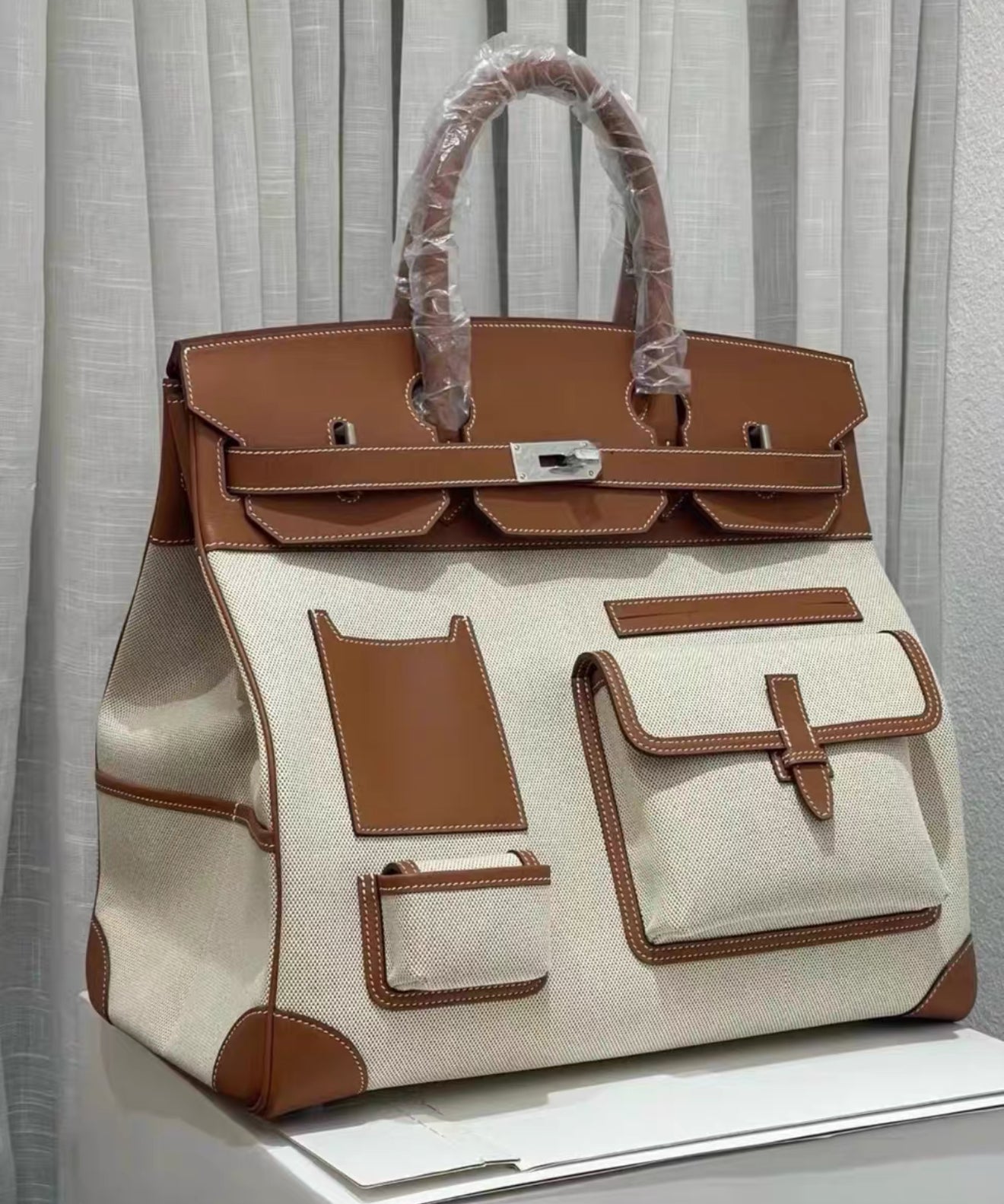 Hermès Cargo HAC Birkin 40 Gold Box & Toile with Palladium Hardware Bag