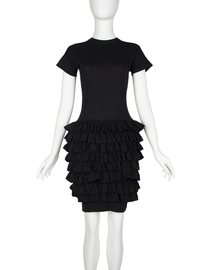 Callaghan Vintage SS 1989 by Romeo Gigli Vintage Black Cotton Ruffle Dress