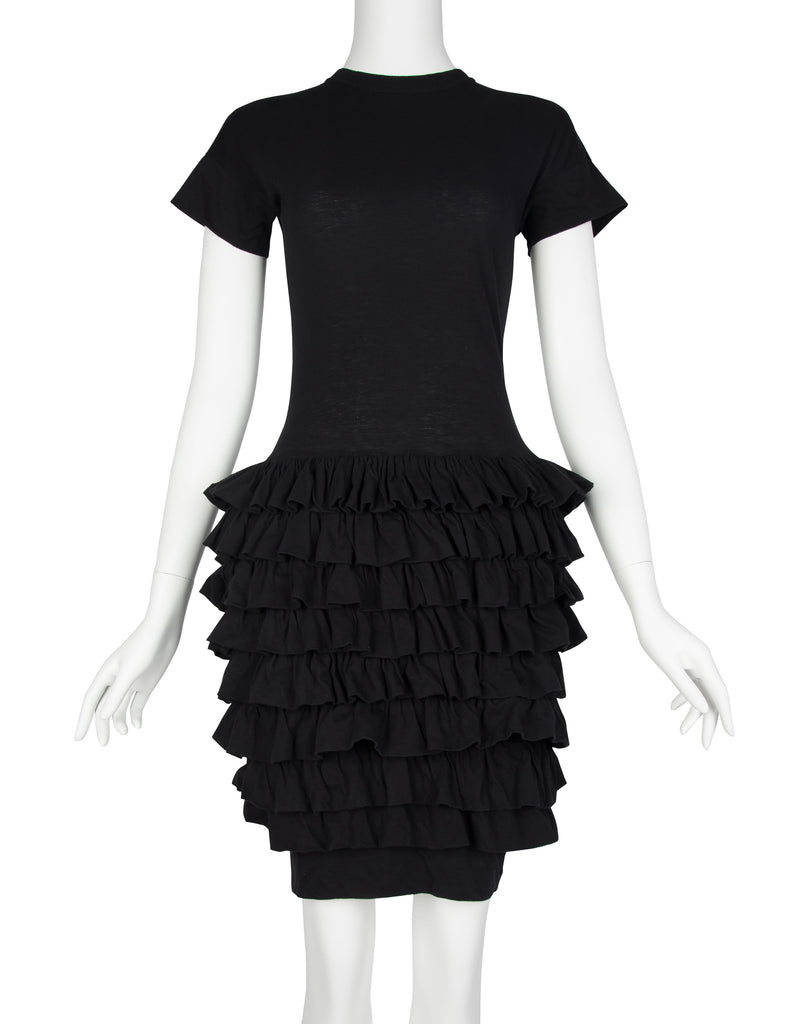 Callaghan Vintage SS 1989 by Romeo Gigli Vintage Black Cotton Ruffle Dress