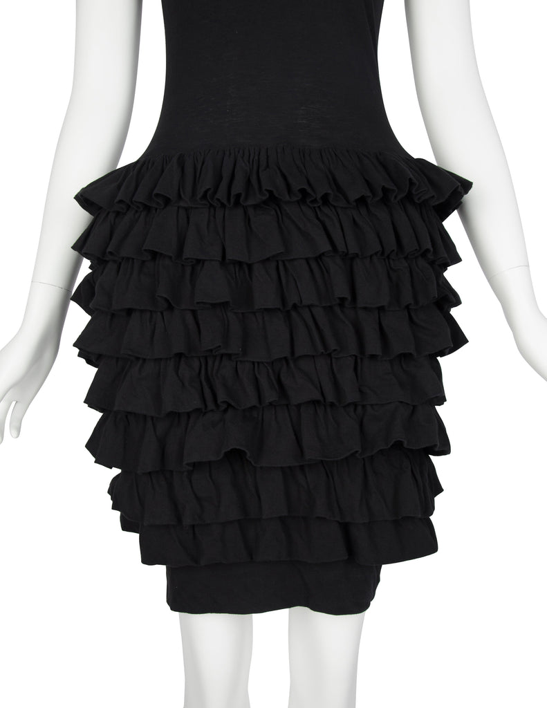 Callaghan Vintage SS 1989 by Romeo Gigli Vintage Black Cotton Ruffle Dress