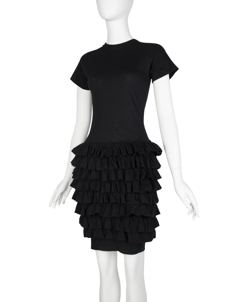 Callaghan Vintage SS 1989 by Romeo Gigli Vintage Black Cotton Ruffle Dress