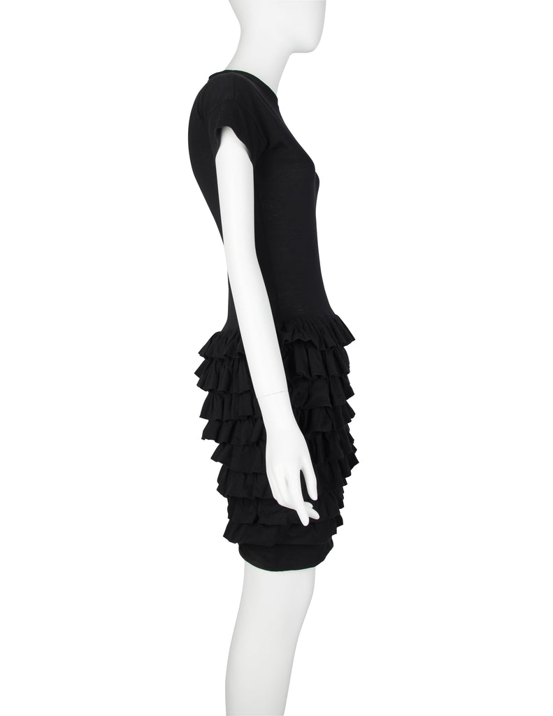 Callaghan Vintage SS 1989 by Romeo Gigli Vintage Black Cotton Ruffle Dress