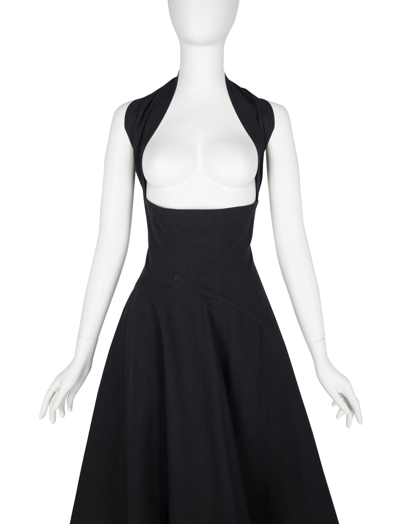 Comme des Garcons Vintage SS 1987 Black Asymmetrical Under Bust Halter Dress