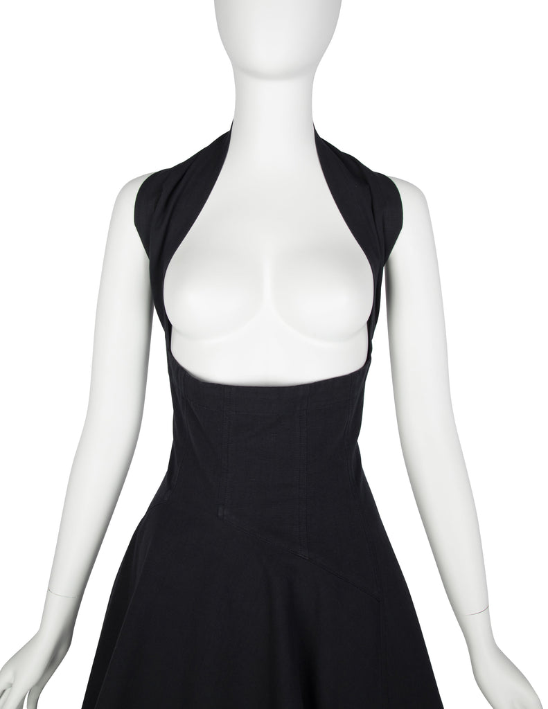 Comme des Garcons Vintage SS 1987 Black Asymmetrical Under Bust Halter Dress