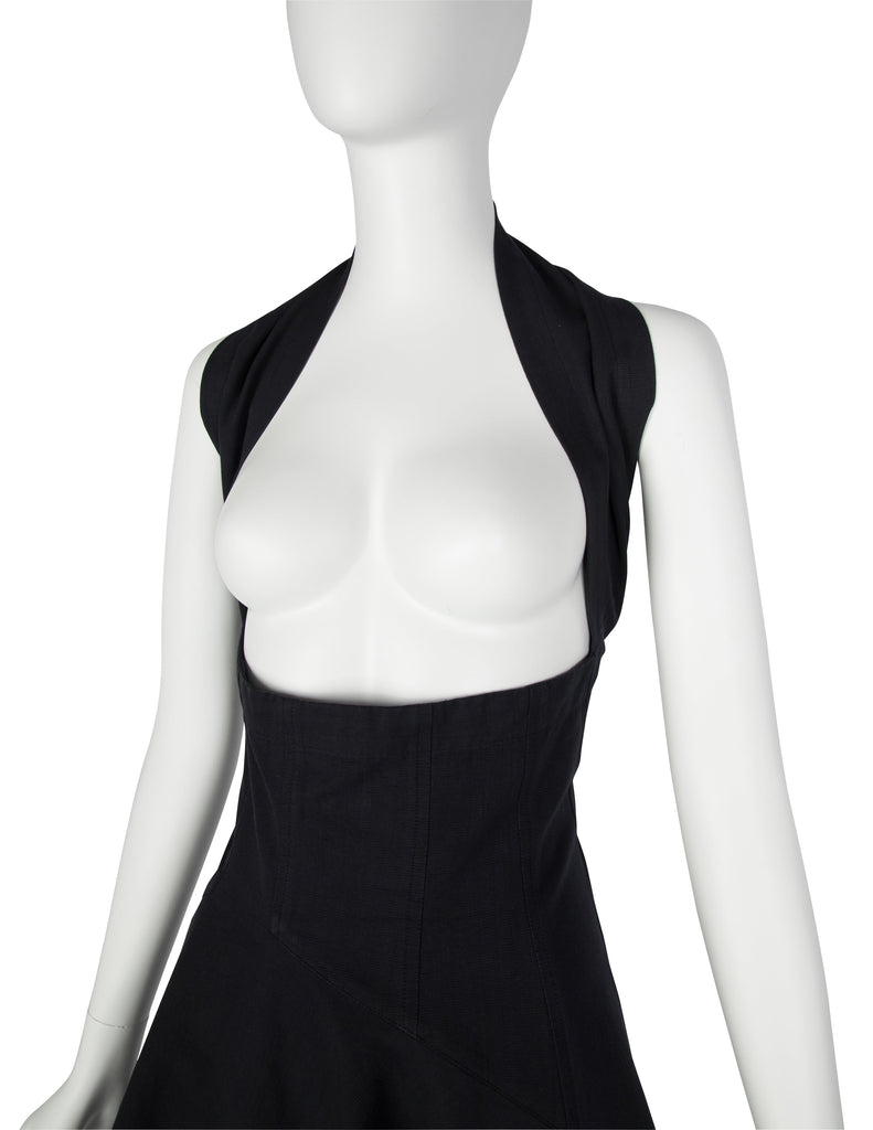 Comme des Garcons Vintage SS 1987 Black Asymmetrical Under Bust Halter Dress