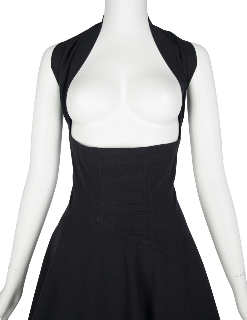 Comme des Garcons Vintage SS 1987 Black Asymmetrical Under Bust Halter Dress