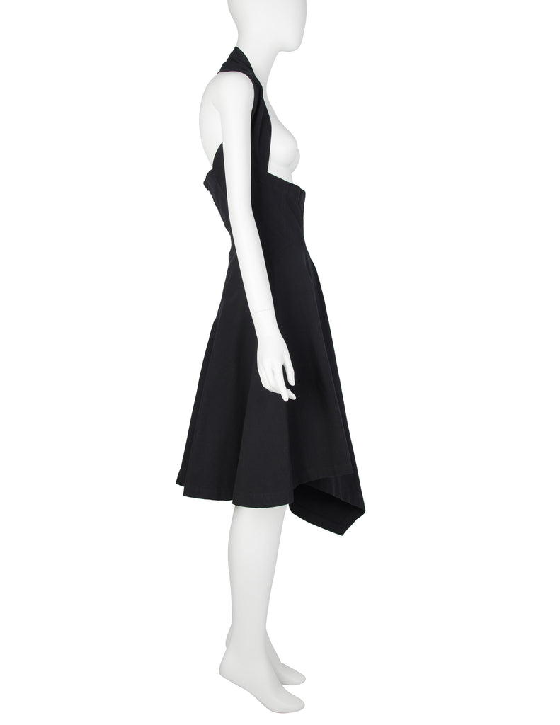 Comme des Garcons Vintage SS 1987 Black Asymmetrical Under Bust Halter Dress