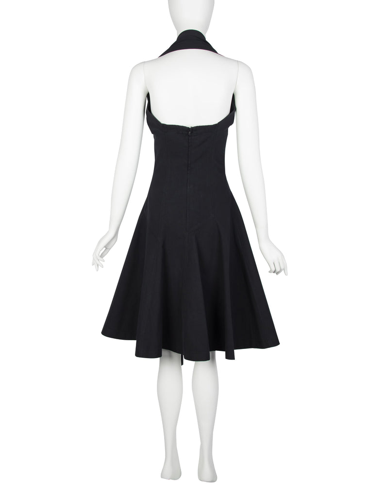 Comme des Garcons Vintage SS 1987 Black Asymmetrical Under Bust Halter Dress