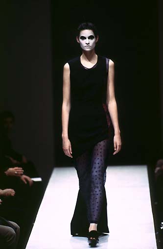 Comme des Garcons Vintage AW 1997 Black Sheer Tulle Polka Dot Paneled Dress