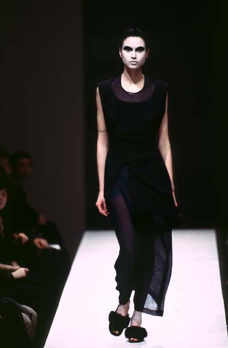 Comme des Garcons Vintage AW 1997 Black Sheer Tulle Polka Dot Paneled Dress