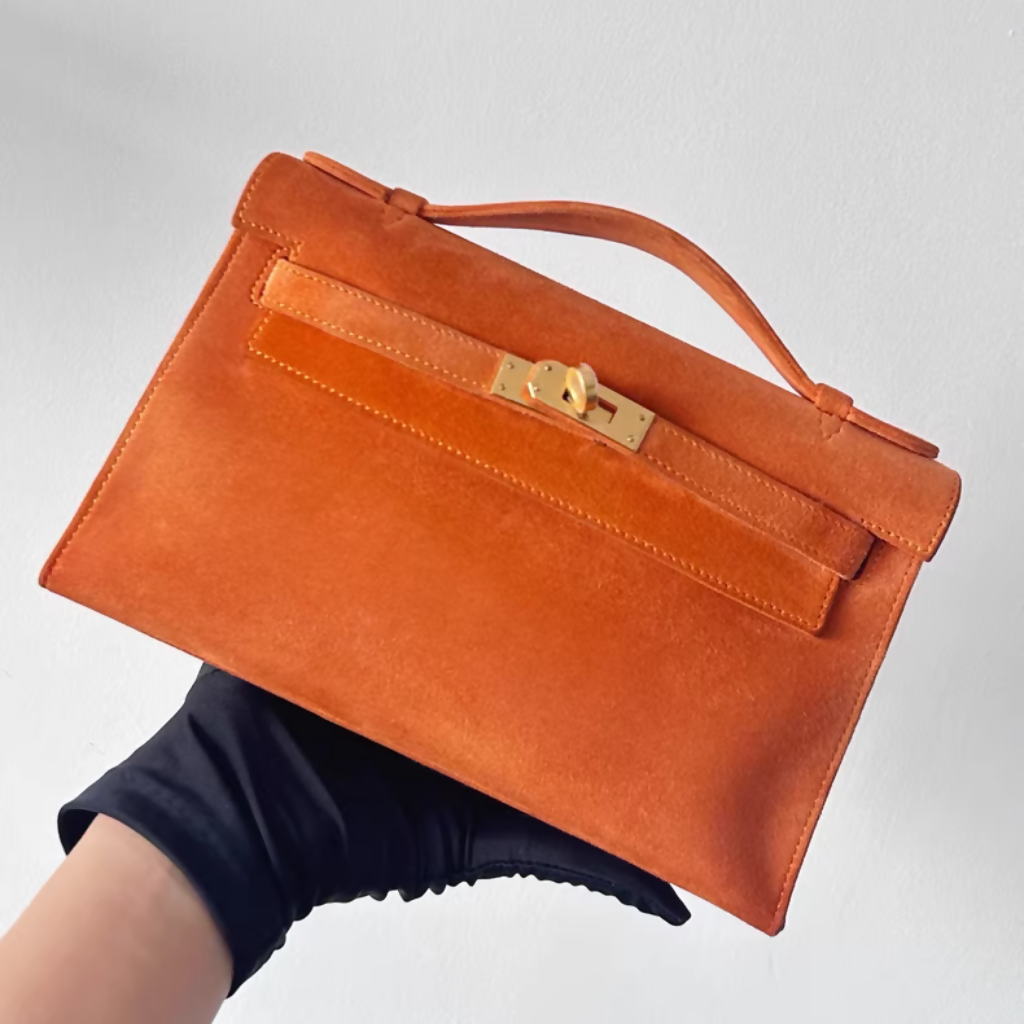 Hermès Mini Kelly pochette Orange doblis gold hardware