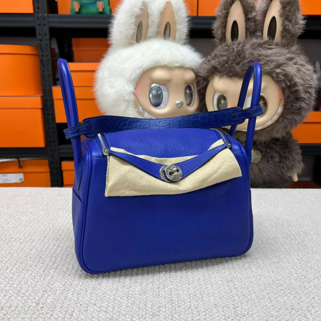 Hermès Lindy 26 Electric Blue Matte Crocodile Touch Palladium Hardware