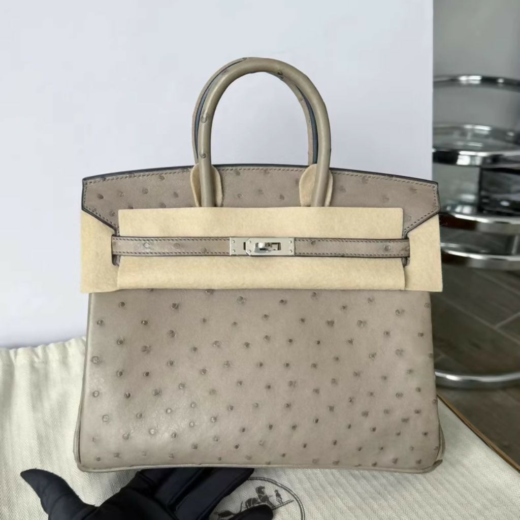 Hermès Birkin 25 Turtledove Gray (81) Ostrich Leather Palladium Bardware