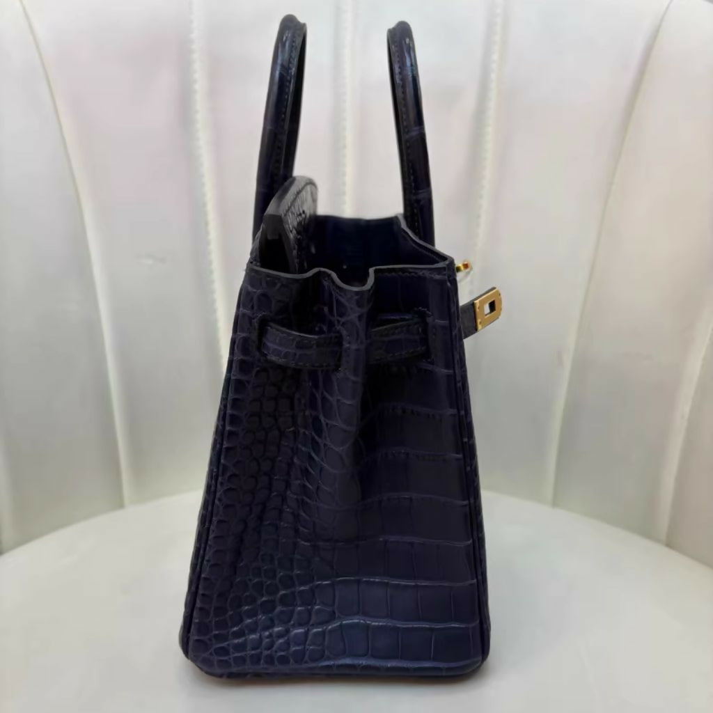 Hermès Birkin 25 Dark Blue Matte crocodile Gold Hardware
