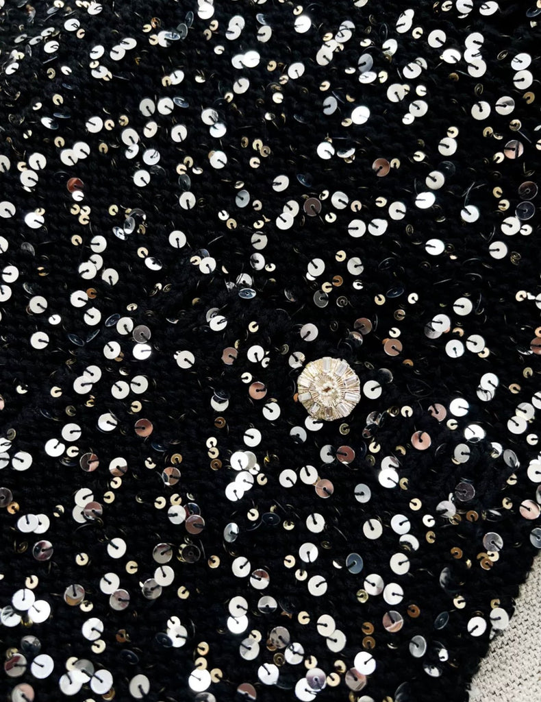 Chanel 23C Black Sequin Jumpsuit