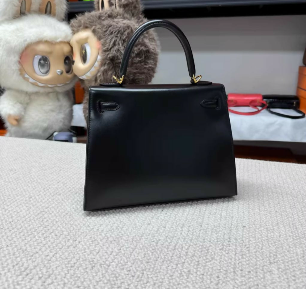 Hermès Kelly 25 Black Box Leather Gold Hardware