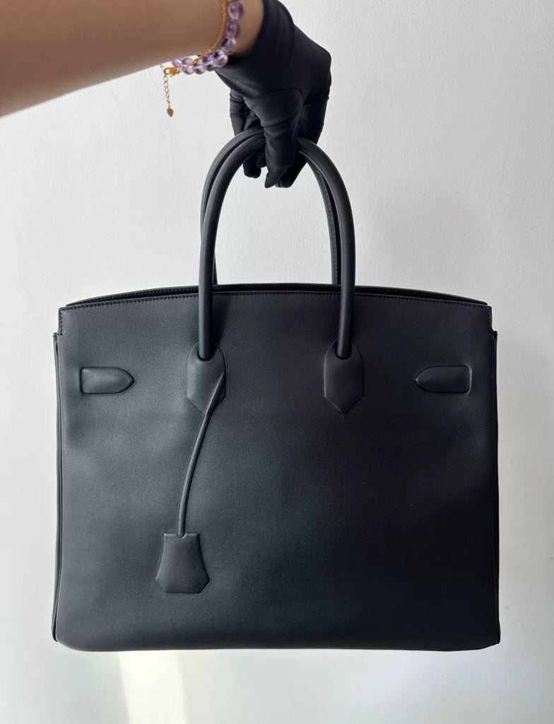 HERMÈS Birkin 35 Shadow Noir Swift Leather Palladium Hardware
