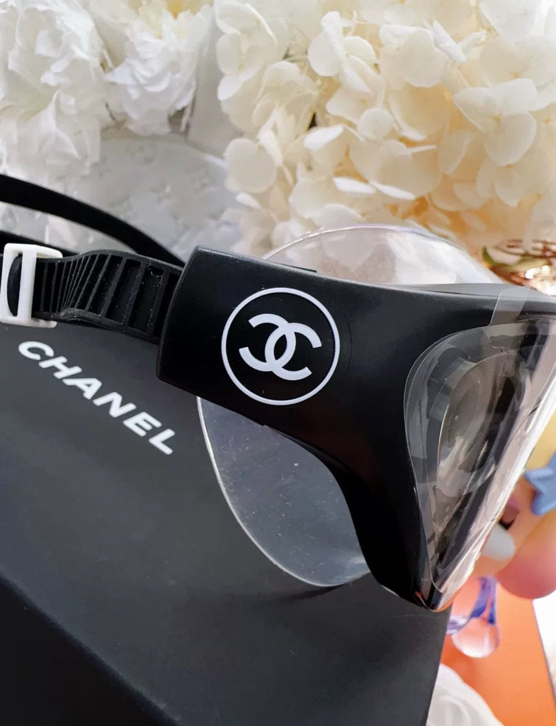 Chanel 24S swimming suit Glasses + black swimming cap + white swimming cap