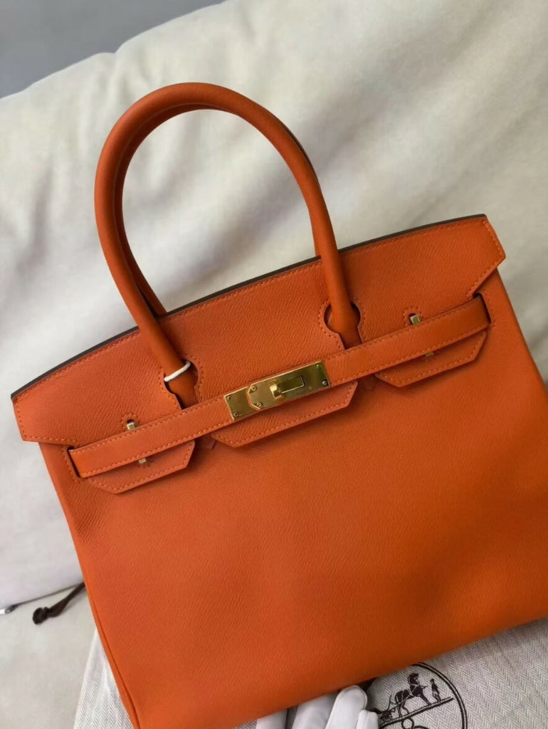 Hermes Birkin 30 orange epsom leather gold hardware