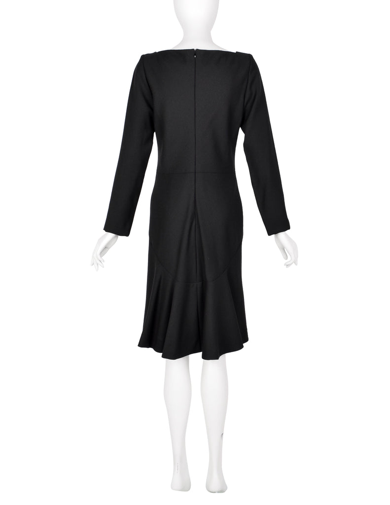 Givenchy by John Galliano Vintage AW 1996 Black Wool Crepe Dress