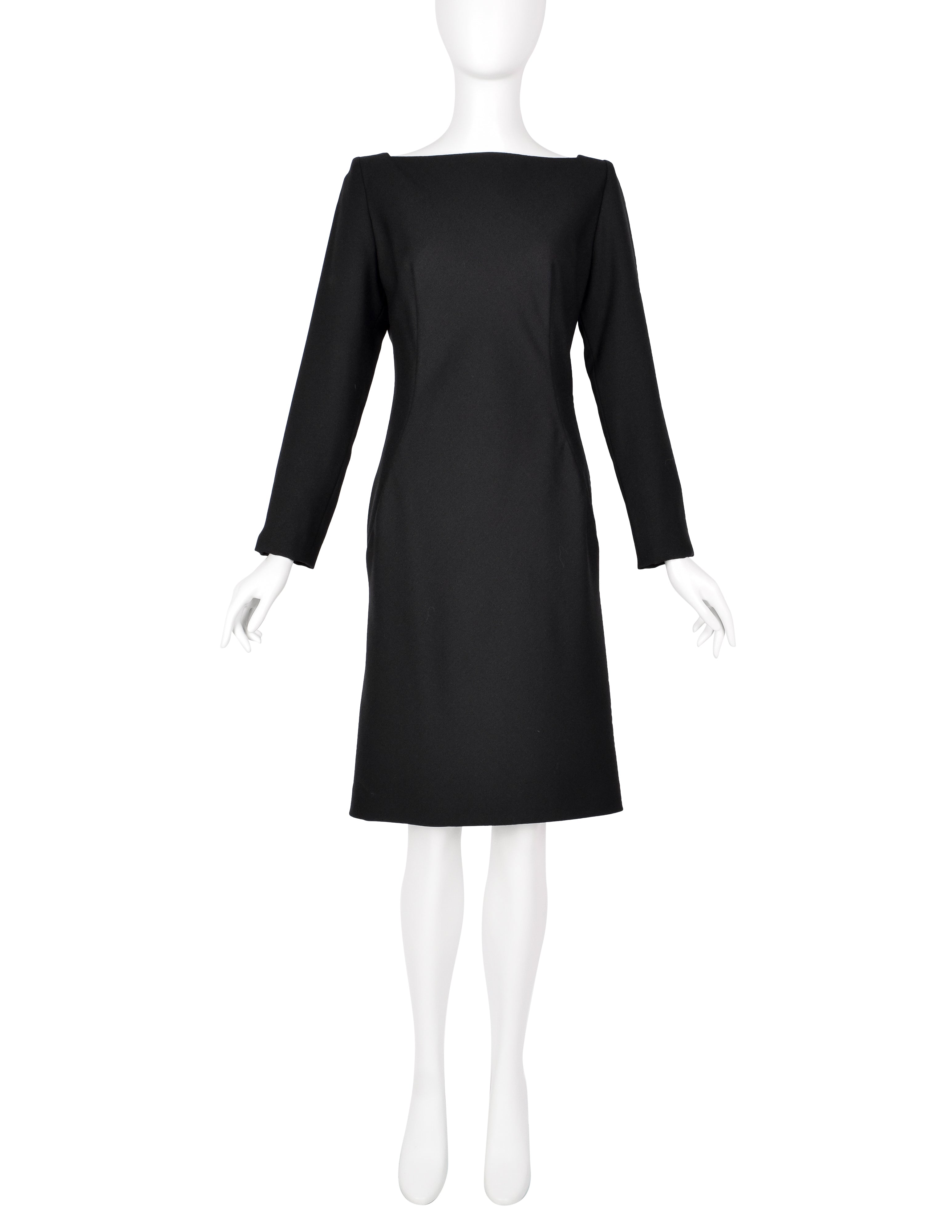 Givenchy by John Galliano Vintage AW 1996 Black Wool Crepe Dress