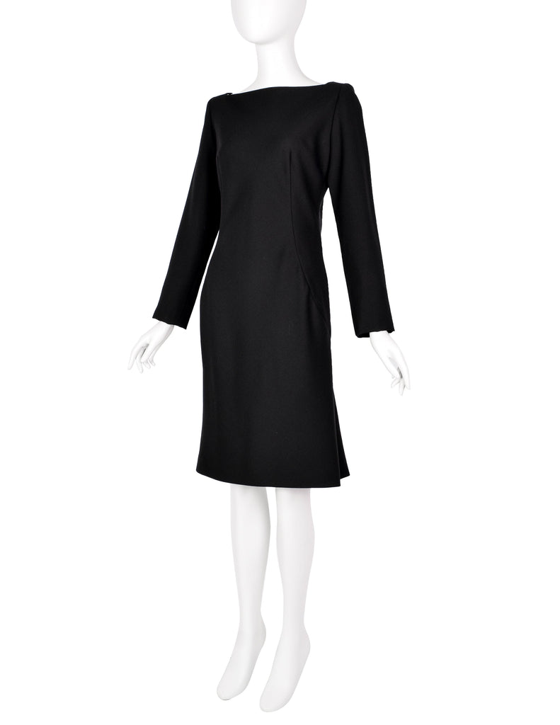 Givenchy by John Galliano Vintage AW 1996 Black Wool Crepe Dress