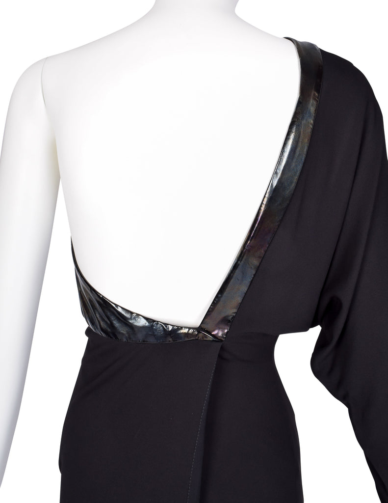Gucci Vintage AW 2009 by Frida Giannini Black Draping Jersey Asymmetrical One Shoulder Gown