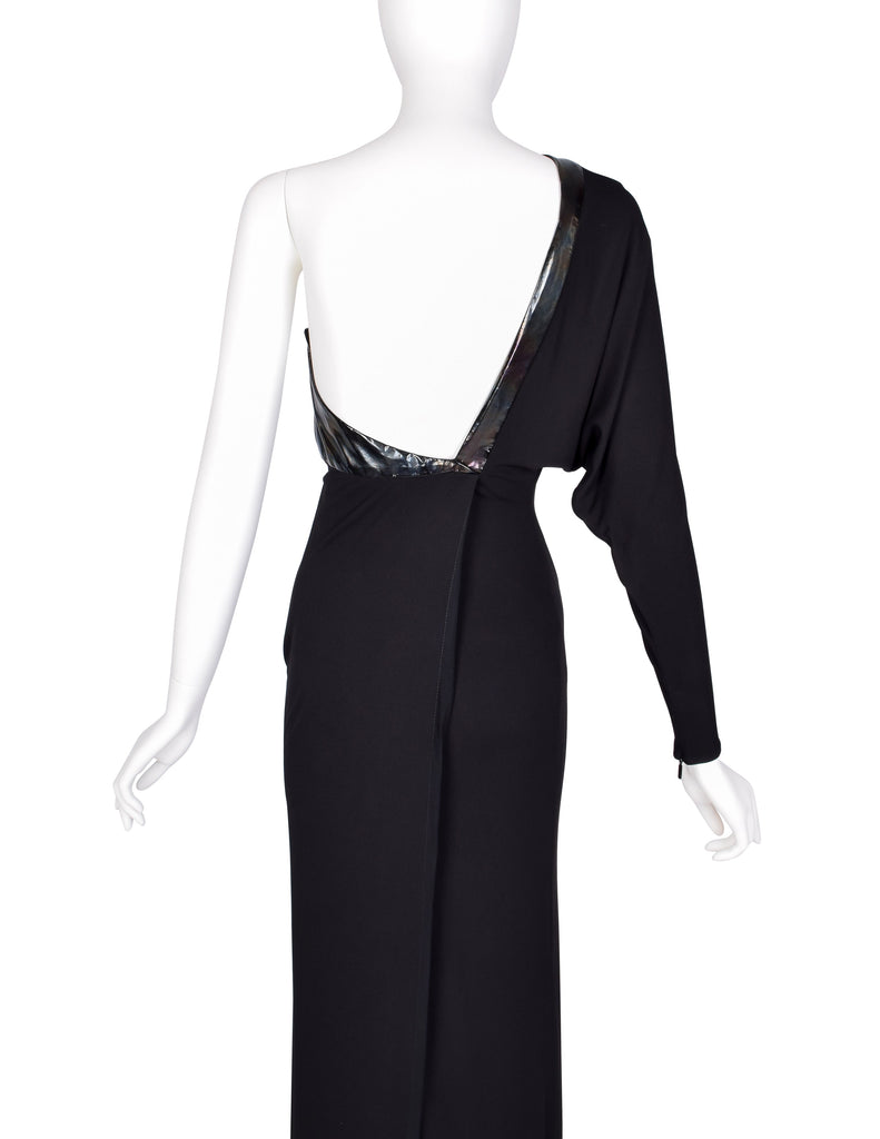 Gucci Vintage AW 2009 by Frida Giannini Black Draping Jersey Asymmetrical One Shoulder Gown