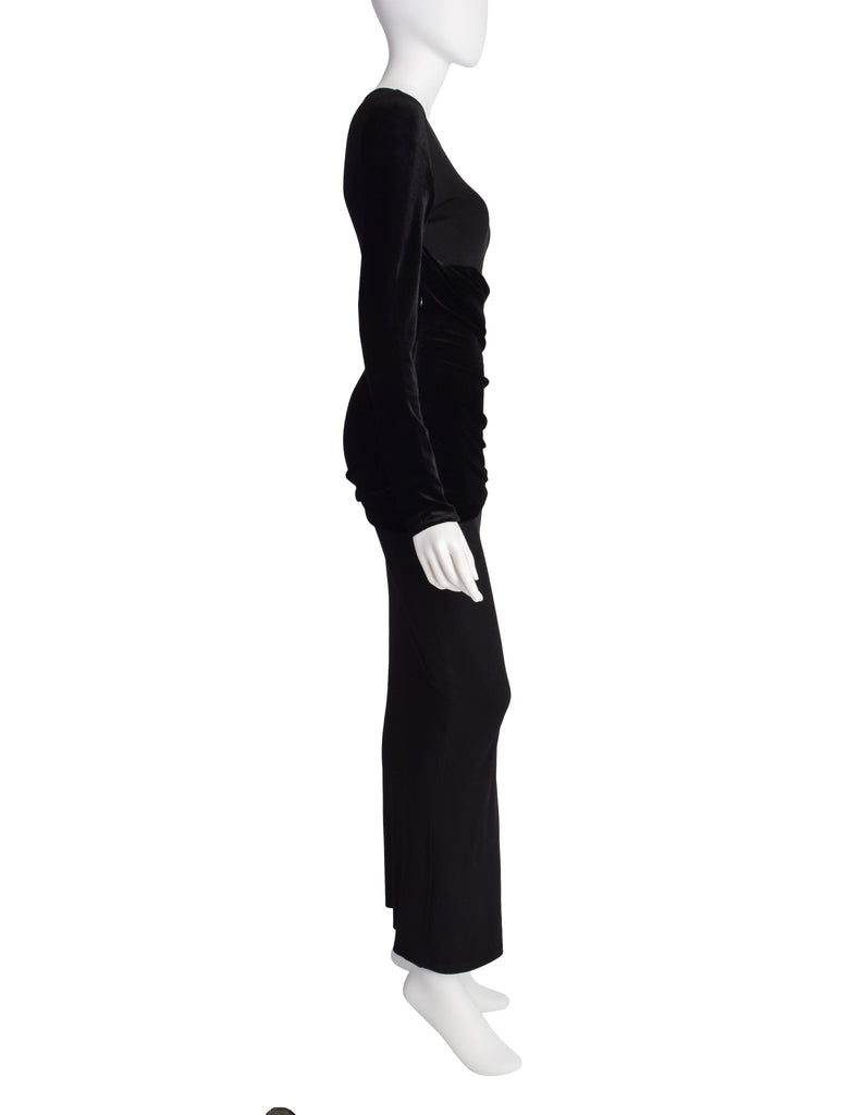 Gianfranco Ferre Vintage Black Knit and Velvet Evening Dress