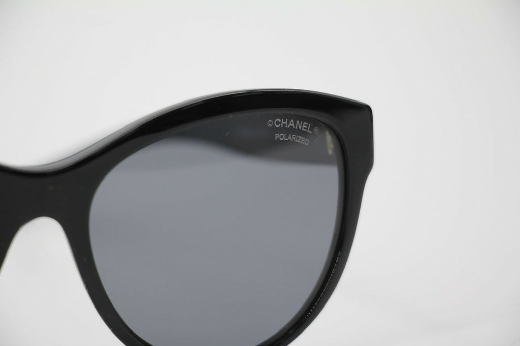 Chanel 2021 Resin Black with Gold-Tone Lettering Sunglasses