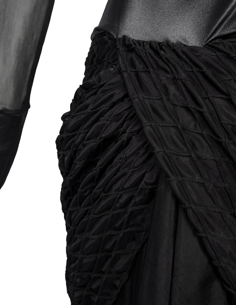 Helmut Lang Vintage 1992 Liquid Stretch Sheer Paneled Diamond Stitched Dress