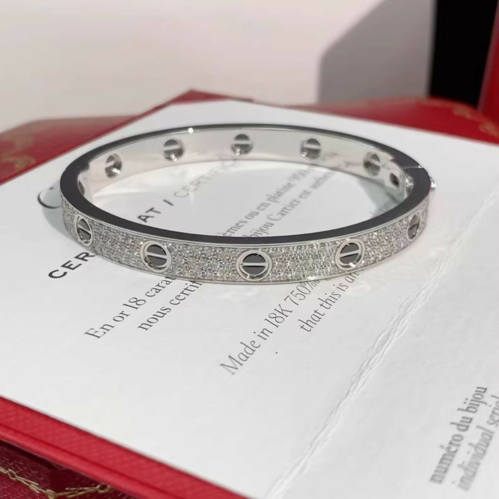 Cartier Love Wide Bracelet – Black Ceramic & White Gold with Diamonds (Size 17)